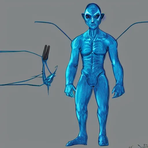 Image similar to alied with blue skin and antenna, starfleet pastel concept art