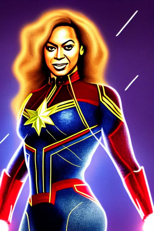 Prompt: Beyonce as Captain Marvel