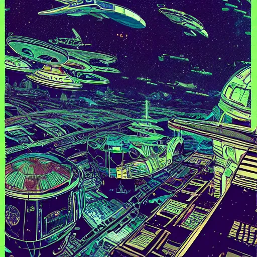 Image similar to alien fighter jets death cityscape Digital Matte Illustration, pastiche by Dan Mumford, pastiche by Louis Comfort Tiffany, pastiche by Victo Ngai, Precise and Intricate Linework, Art Nouveau Cosmic Nebula 4k Detailed Matte Illustration trending on ArtStation ,CGSociety