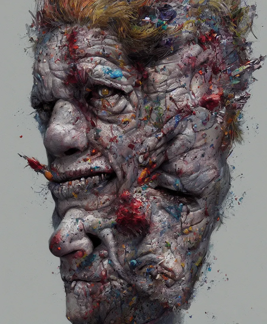 Prompt: Hyper realistic colorful dead clown, intricate, elegant, highly detailed, digital painting, artstation, concept art, sharp focus, illustration, vibrante colors, art by Greg rutkowski