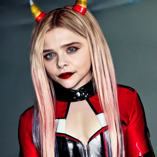 Prompt: Chloe Grace Moretz as Harley Quinn.