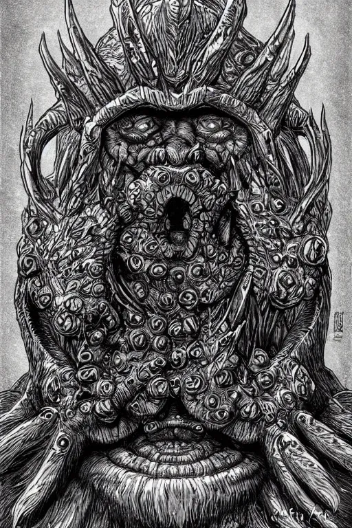 Image similar to mole fantasy dwarf monster, symmetrical, highly detailed, digital art, sharp focus, trending on art station, kentaro miura manga art style