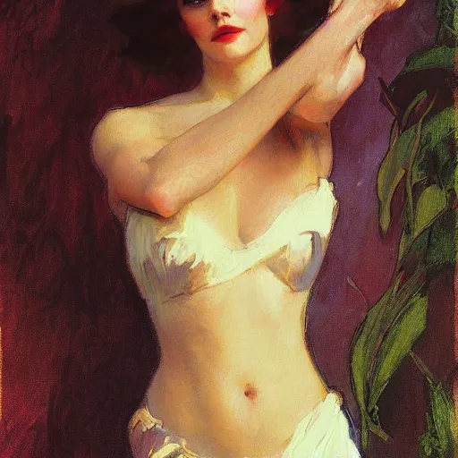 Prompt: photo of a beautiful woman by gil elvgen, greg manchess, mucha, sorrolla, john singer sargent, william waterhouse