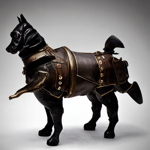 Image similar to fat armoured dog riding a horse