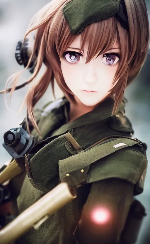 Prompt: portrait photo, highly detailed, high resolution, cosplay photo, stunning, girls frontline style, bokeh soft, 100mm, trending on instagram, by professional photographer, realistic human anatomy, real human faces, realistic military carrier, soldier clothing, modern warfare, realistic weapon, shot with a arriflex 35 ii, low saturation, small human eyes, improve picture from previous attempts