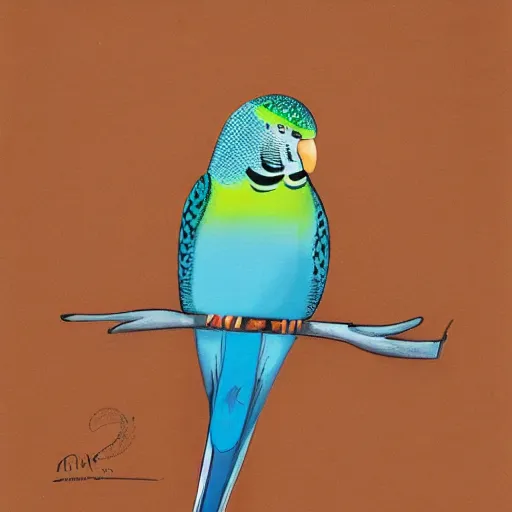 Image similar to a confident looking budgie in a suit