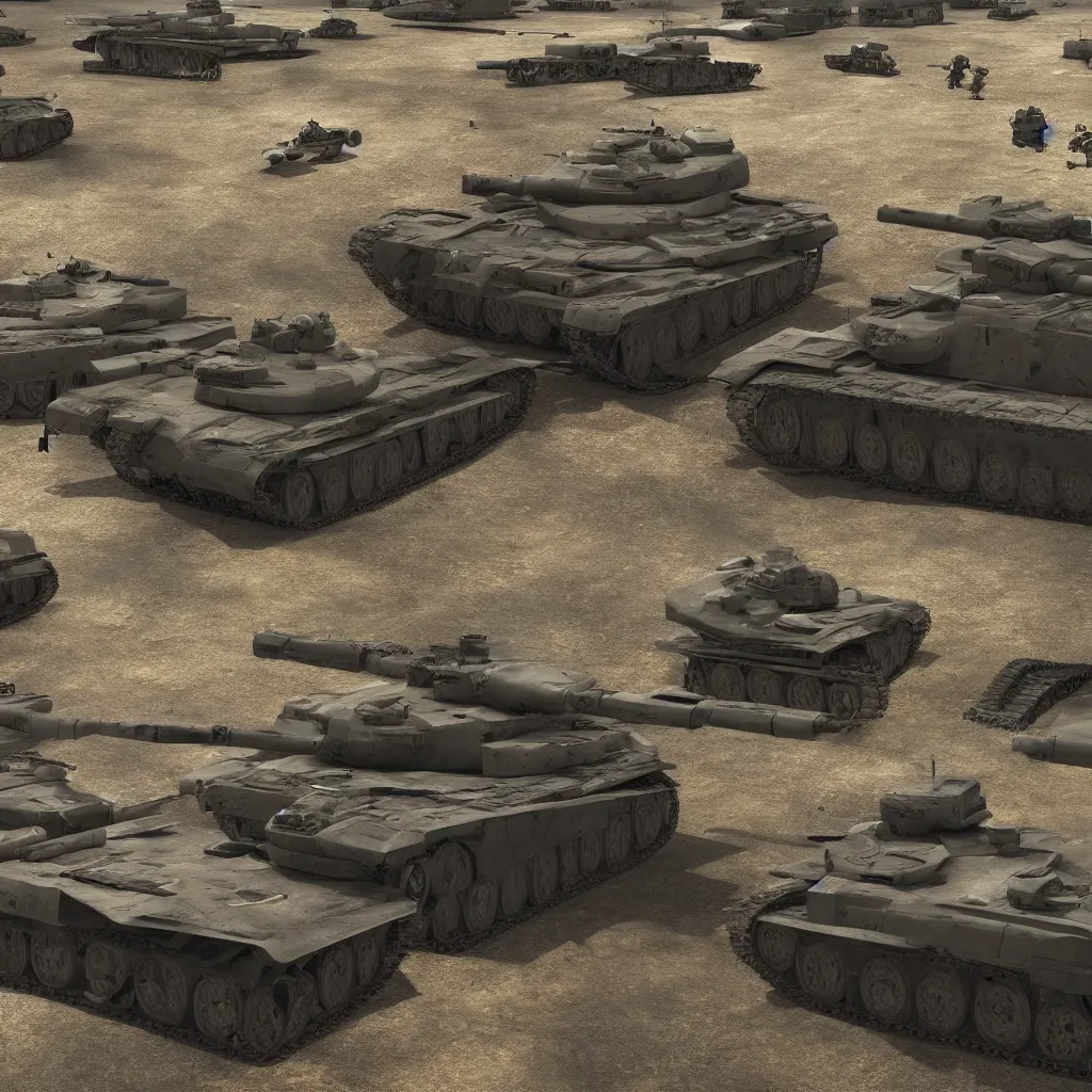 Prompt: war, urban battlefield, tanks, truck, infantry, view, detailed, cinematic, 3 d photorealistic, closeup