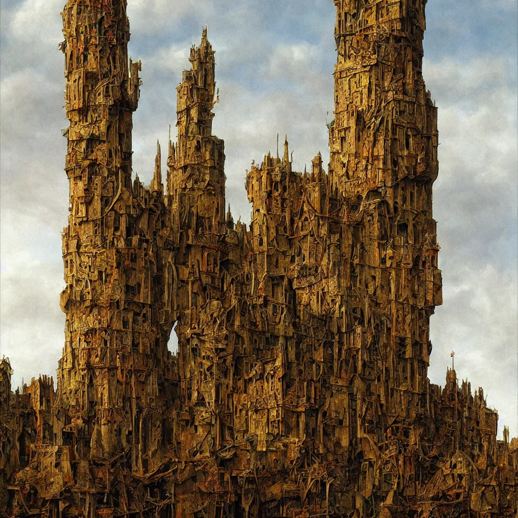 Prompt: a single! colorful!! fungus tower clear empty sky, a high contrast!! ultradetailed photorealistic painting by ed binkley, jan van eyck, hard lighting, masterpiece