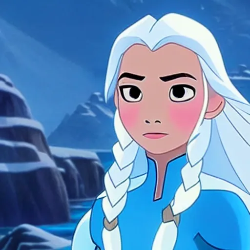 Image similar to A Still of Katara of the Southern Water Tribe from Avatar the Last Airbender in the movie Frozen (2013)