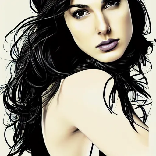 Image similar to illustration of the beauty gal gadot, done by john reuss