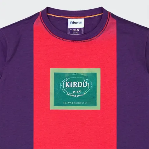 Prompt: A tied-dyed t-shirt with kirkland logo