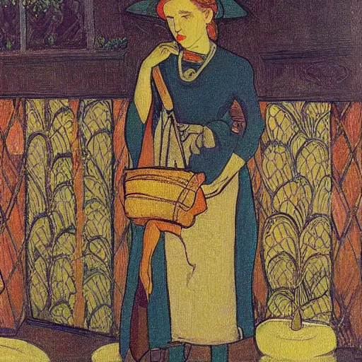 Prompt: a painting in the style of eugene - samuel grasset