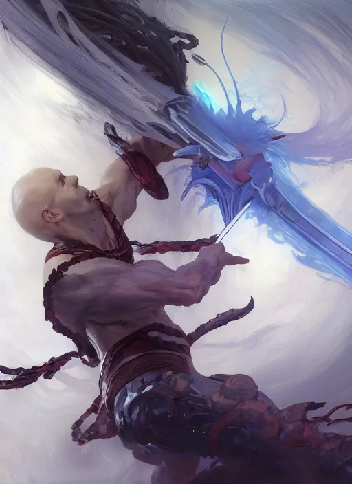 Prompt: close-up of character concept portrait of a Jim Goad conjuring a violent void multiversal peanut, a floating iridescent blade sword of chaos from God of War in the center, intricate, elegant, digital painting, concept art, smooth, sharp focus, illustration, from Metal Gear, by Ruan Jia and Mandy Jurgens and William-Adolphe Bouguereau, Artgerm