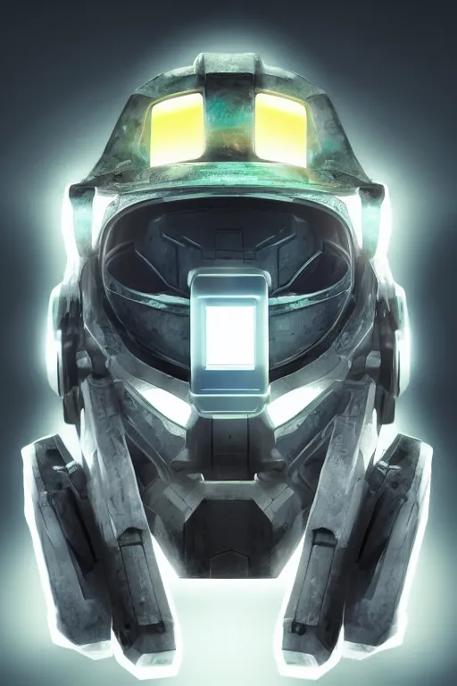 Image similar to robot ninja mask helmet halo master chief radiating a glowing aura global illumination ray tracing hdr fanart arstation by ian pesty and katarzyna da „ bek - chmiel