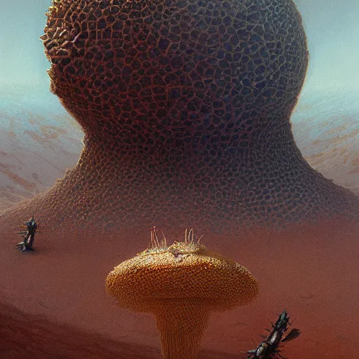 Image similar to A digital painting of a meteor containing an insect hive, Wayne Barlowe Greg Rutkowski