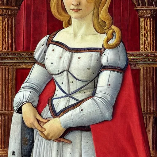 Image similar to portrait of a white labrododdle dressed as an italian queen, painting by botticelli, 1 4 8 0 s