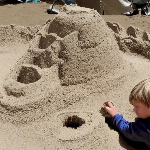 Prompt: Picture of Anakin Skywalker building a sand castle