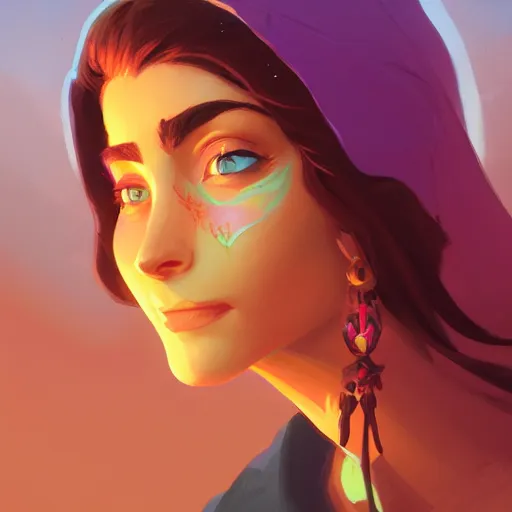 Image similar to profile portrait, maya ali mage, gloomhaven, dynamic lighting, gaudy colors, octane render aesthetic, matte painting concept art, official fanart behance hd artstation by jesper ejsing, by rhads and makoto shinkai and lois van baarle and ilya kuvshinov and rossdraws