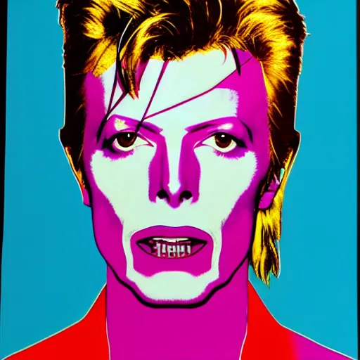 Image similar to individual david bowie silk screen portrait andy warhol style