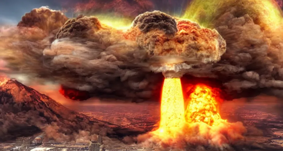 Prompt: nuclear explosion youtube thumbnail, photorealism