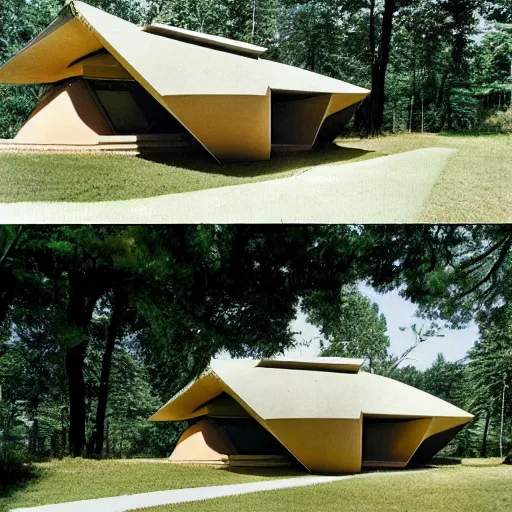 Image similar to geodesic house integrated with the ground by architect studio buckminster fuller shoji sadao