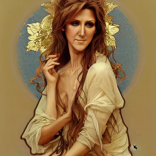 Image similar to amazing lifelike award winning pencil illustration of Celine Dion trending on art station artgerm Greg rutkowski alphonse mucha cinematic