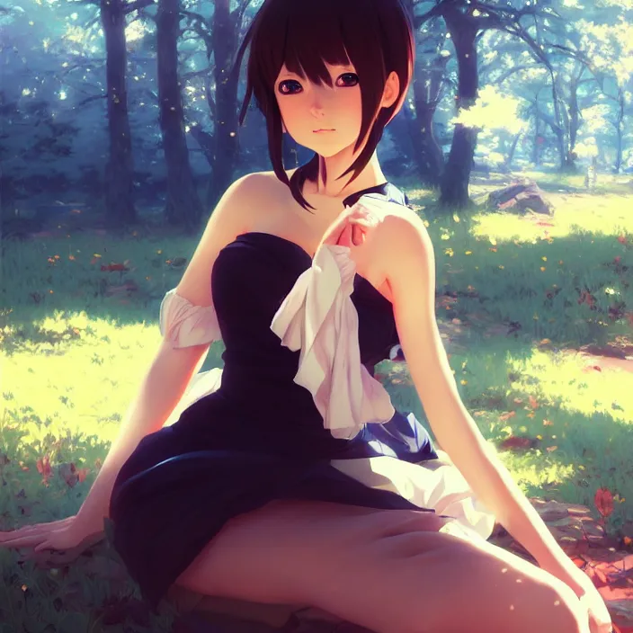 Image similar to a potrait of anime girl, my dress up darling anime, fine details, night setting, realistic shaded lighting poster by ilya kuvshinov katsuhiro, artgerm, jeremy lipkin and michael garmash, unreal engine 5, radiant light, detailed and intricate environment