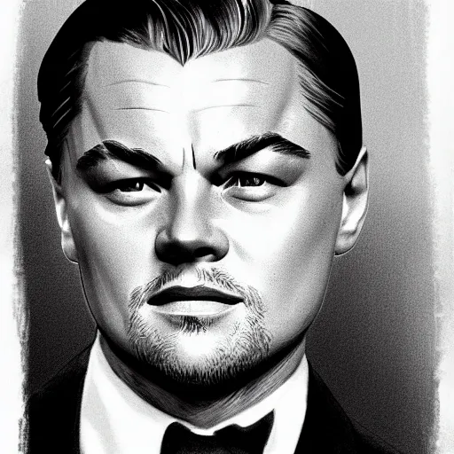 Image similar to representation of a Leonardo DiCaprio in the year 1940 illustrated by Hugh Joseph Ward