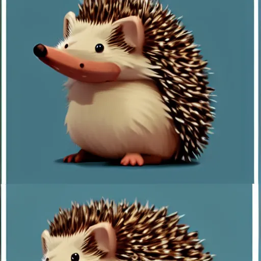 Image similar to cute hedgehog in the style of goro fujita