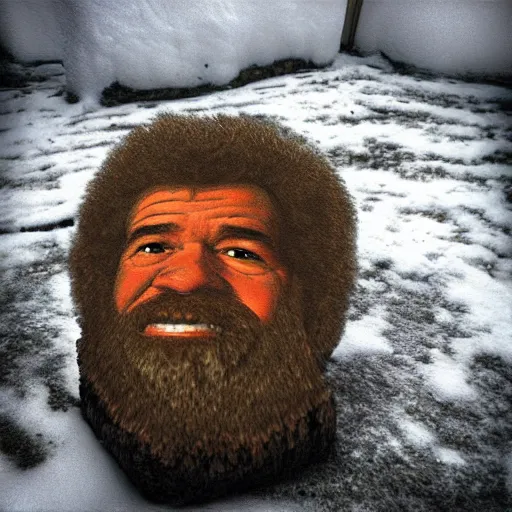 bob ross as a chia pet, photo, studio lighting