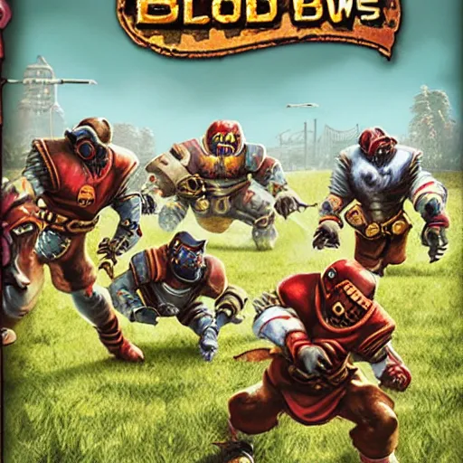 Prompt: box art of blood bowl