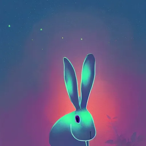 Image similar to a painting of a rabbit in the shrubs at night with a pink neon heart above it, a digital painting by Peter Mohrbach and liam wong, behance contest winner, art on instagram, digital painting, retrowave