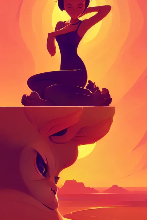 Image similar to smooth cat, desert colors, centered median photoshop filter cutout vector behance hd by artgerm, jesper ejsing, by rhads, makoto shinkai and lois van baarle, ilya kuvshinov, rossdraws, illustration, art by ilya kuvshinov and gustav klimt