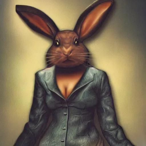 Image similar to a hybrid rabbit woman