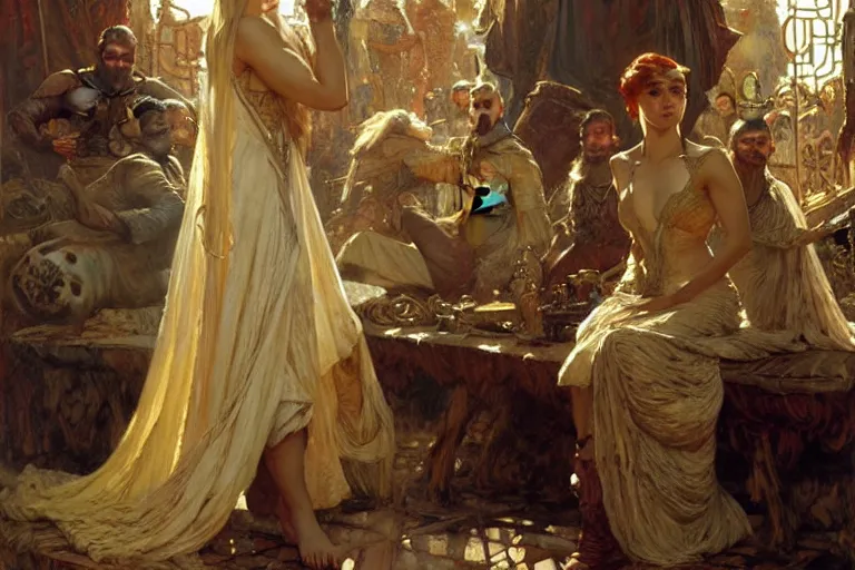 Image similar to game of thrones, painting by gaston bussiere, craig mullins, j. c. leyendecker, greg rutkowski, alphonse mucha