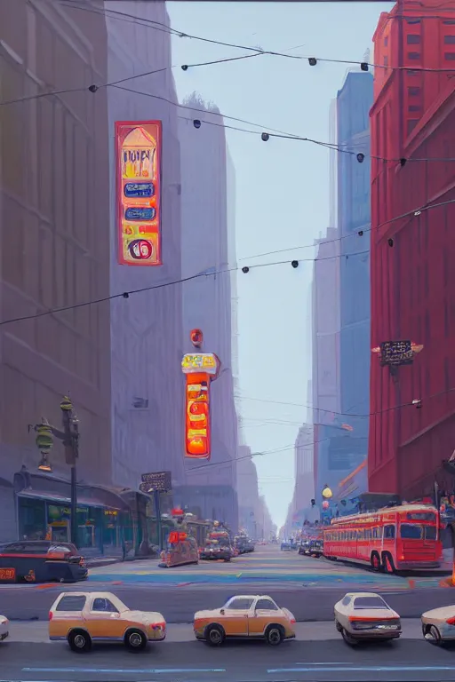 Prompt: Market Street, San Francisco; oil on canvas by Klaus Bürgle and Imperial Boy and Simon Stålenhag;