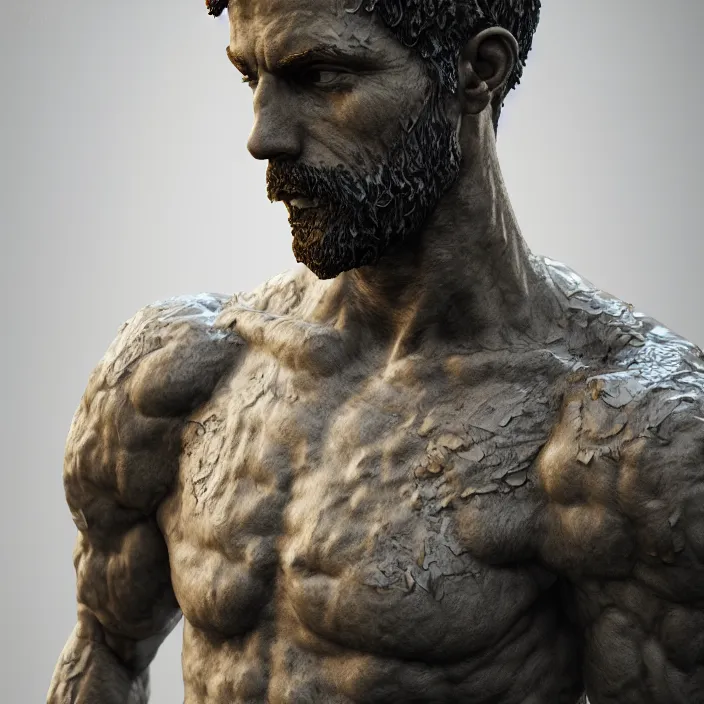 Image similar to a portrait of a stoic statue wearing clothes, aesthetic, naturel, hyper detailed, digital sculpture, trending in artstation, cinematic lighting, studio quality, smooth render, unreal engine 5 rendered, octane rendered, art style by klimt and nixeu and ian sprigger and wlop and krenz cushart