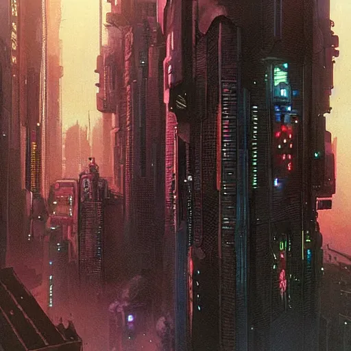 Image similar to cyberpunk neighborhood by john harris