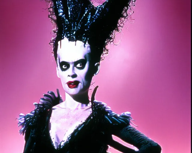 Image similar to bride of frankenstein as lydia in beetlejuice, 1 9 8 8, cdx