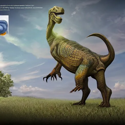 Image similar to a genetically engineered dinosaur, dna, rna, double helix shape, digital art, trending on artstation