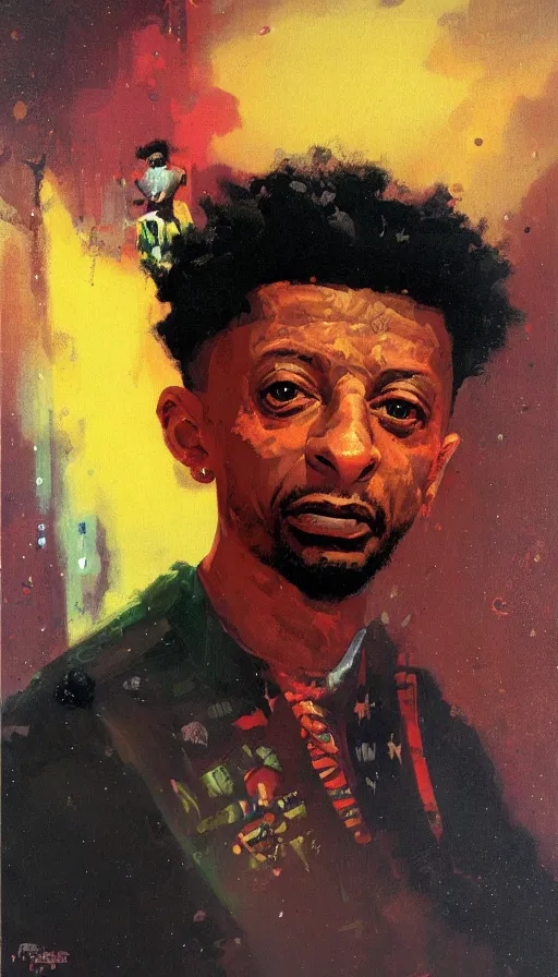 Image similar to portrait of 2 1 savage, by paul lehr,