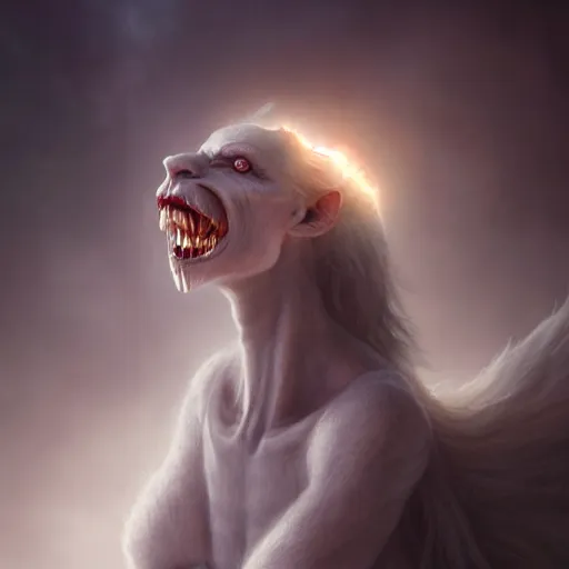 Prompt: a roaring ghost, scary, tall, pale - skinned, illustration, cinematic lighting, 8 k, d & d, frostbite 3 engine, dof, artstation, intricate, digital art, crepuscular ray, art by anne stokes, greg rutkowski, alexandros pyromallis