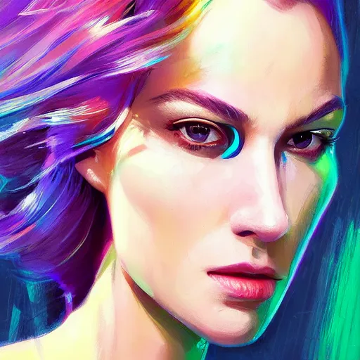 Prompt: electric woman, cute - fine - face, pretty face, oil slick hair, realistic shaded perfect face, extremely fine details, realistic shaded lighting, dynamic background, artgerm, 8 k ultra realistic, highly detailed, digital painting by sylvain sarrailh, alena aenami, jeremy lipkin, michael garmash, ando tadao, kan liu