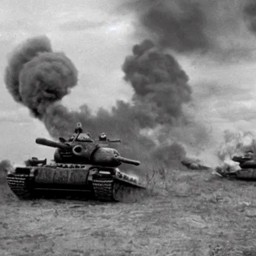 Image similar to lack and white photo Dragons in Battle of Kursk WWII