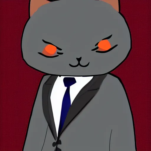 Prompt: digital art of anthromorphic cat wearing a suit