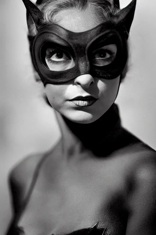 Prompt: photograph of Catwoman by Steve McCurry, headshot