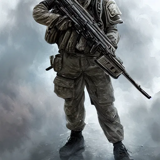 Image similar to dynamic composition, motion, ultra-detailed, incredibly detailed, a lot of details, amazing fine details and brush strokes, colorful and grayish palette, smooth, HD semirealistic anime CG concept art digital painting, watercolor oil painting of a Chinese SWAT soldier, by a Chinese artist at ArtStation, by Huang Guangjian, Fenghua Zhong, Ruan Jia, Xin Jin and Wei Chang. Realistic artwork of a Chinese videogame, gradients, gentle an harmonic grayish colors.