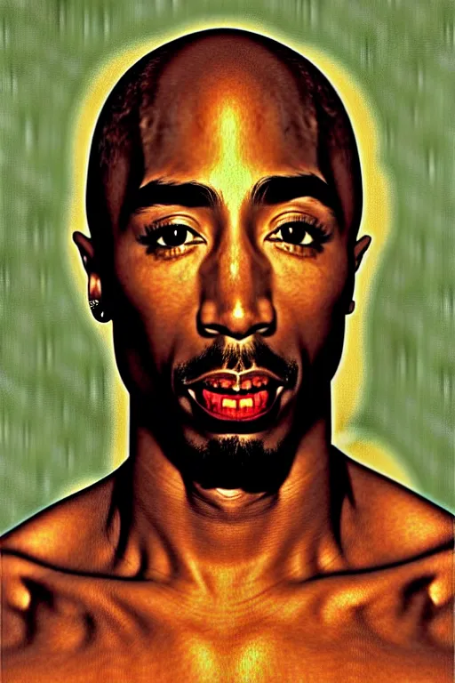 Prompt: tupac shakur portrait by gil elvgren and norman rockwell and rob gonsalves and hajime sorayama, hyperrealistic, high detail, ultra detailed, highly detailed face, ruffled fabric