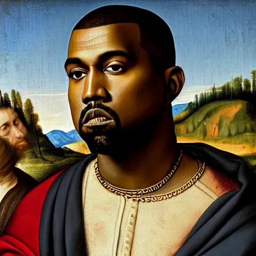 Image similar to A Renaissance portrait painting of Kanye West