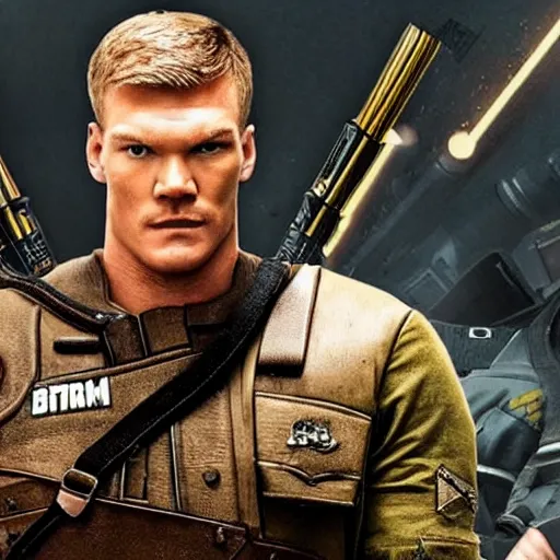 Prompt: alan ritchson playing bj blazkowicz in the live - action wolfenstein film